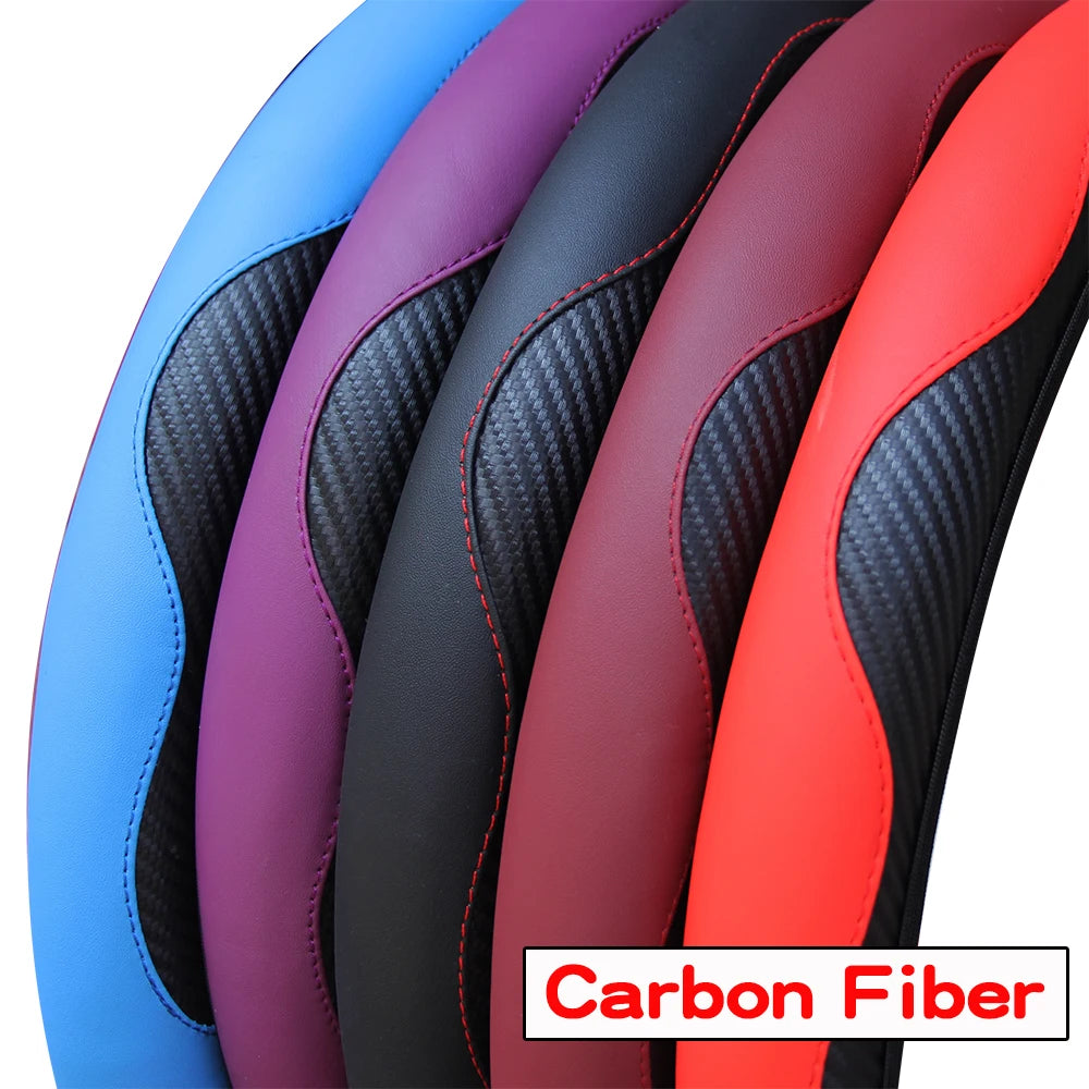 Capa para volante em couro cintético de fibra de carbono sem anel interno